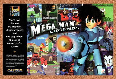 1997 Mega Man Legends PS1 Original Advertisement / Retro Wall Art v1