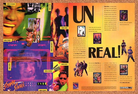 1992 Sony Unreal Sega CD Games Original Advertisement / Retro Wall Art v1