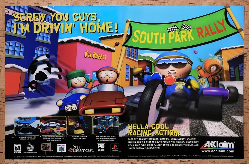 2000 South Park Rally N64 Original Advertisement / Retro Wall Art v1