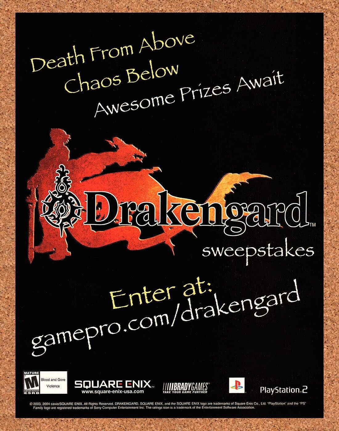 Original 2003 Drakengard PS2 Vintage Sweepstakes Ad - Video Game Art Promo