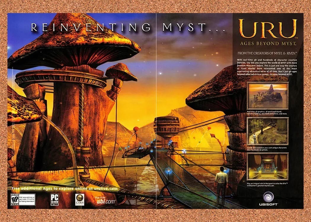 2002 URU Ages Beyond Myst PC Original Advertisement / Retro Promo v1