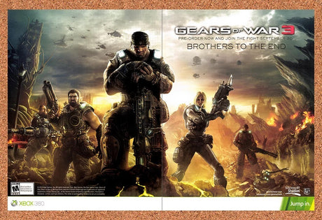 2011 Gears Of War 3 Xbox 360 Original Advertisement / Retro Wall Art v4