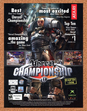 Unreal Championship Xbox Original 2003 Print Ad Authentic Video Game Promo Art