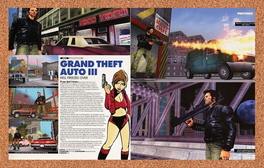 Grand Theft Auto III Xbox 3 Original 2004 Ad Authentic Launch Video Game Promo