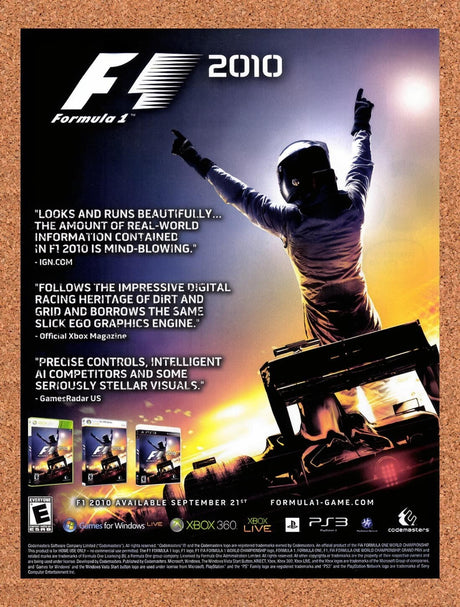 F1 2011 Xbox 360 Original Advertisement / Retro Wall Art v1
