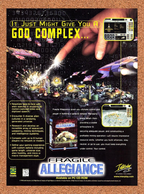 1996 Fragile Allegiance PC Original Advertisement / Retro Promo v1