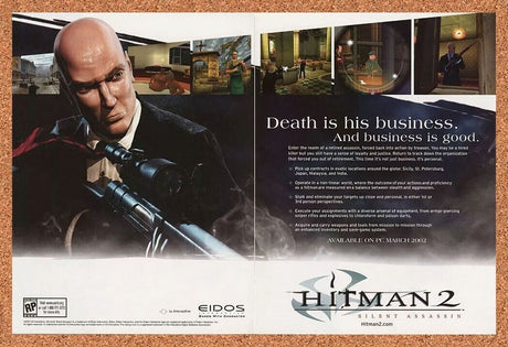 Hitman 2 PC Silent Assassin Original 2004 Ad Authentic Video Game Promo v4