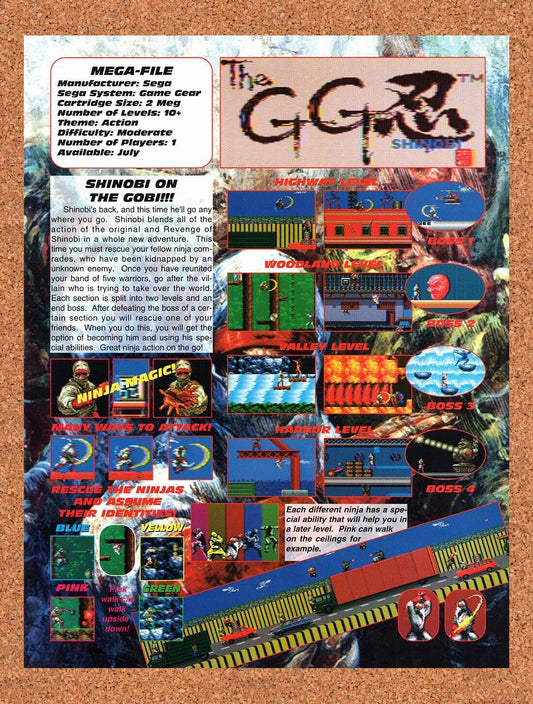 1990 The GG Shinobi Game Gear Original Advertisement / Retro Wall Art v1