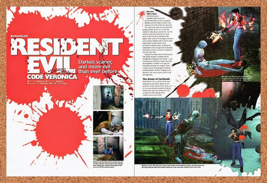 1999 Resident Evil Code Veronica Dreamcast Original Ad / Retro Wall Art v5