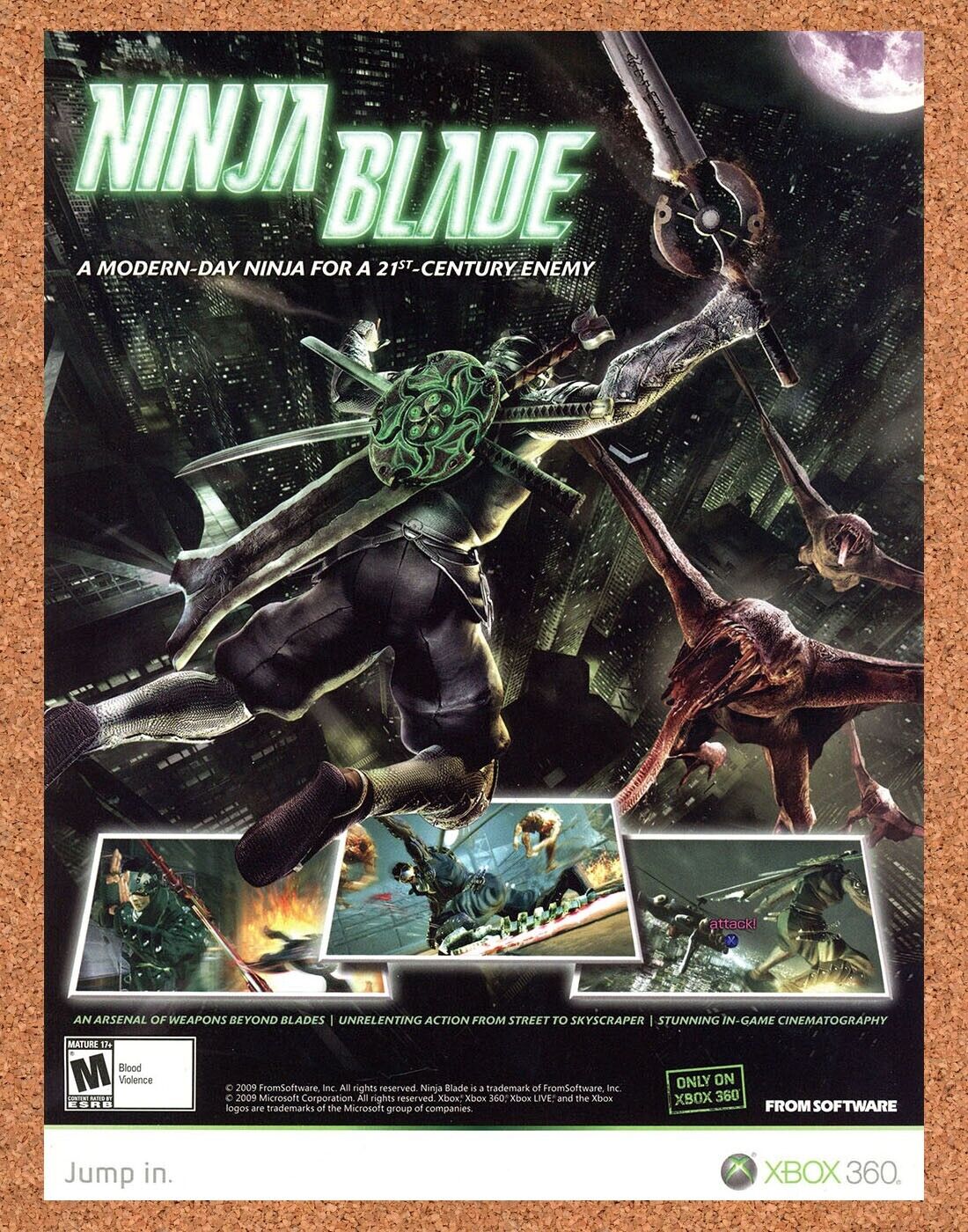 Ninja Blade Xbox 360 Original 2009 Print Ad Authentic Video Game Wall Art Promo