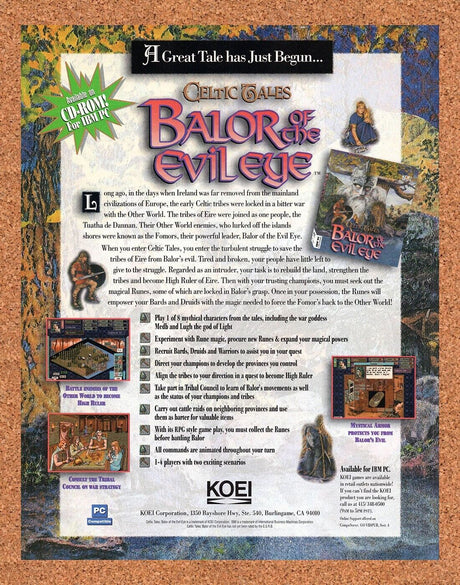 Celtic Tales Balor Of The Evil Age PC Original 1995 Vintage Ad - Game Promo