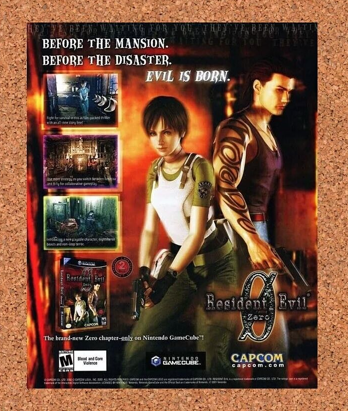 Resident Evil Zero GameCube Original 2001 Ad Authentic Video Game Promo Art v1