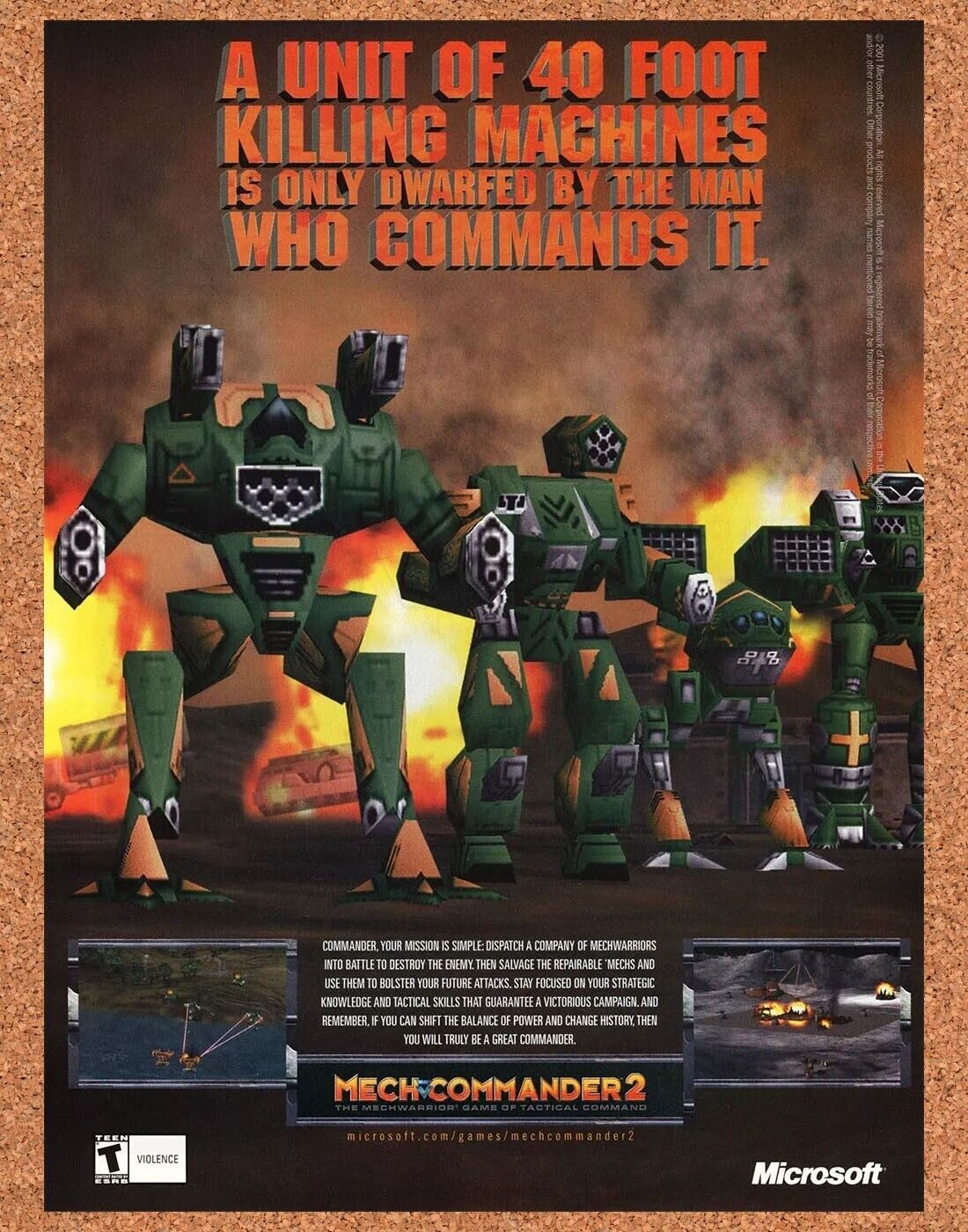 Battletech Mech Commander 2 PC Original 2003 Ad Authentic Video Game Promo v2