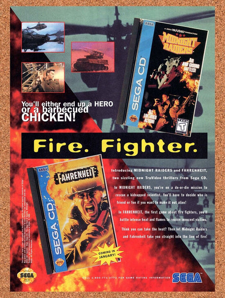 1995 Fahrenheit Sega CD Original Advertisement / Retro Wall Art v1