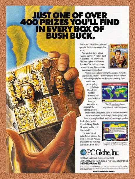 1992 Bush Buck Global Treasure Hunter IBM Original Advertisement / Promo v1