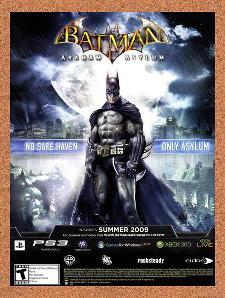 2009 Batman Arkham Asylum Xbox 360 Original Advertisement / Retro Wall Art v1