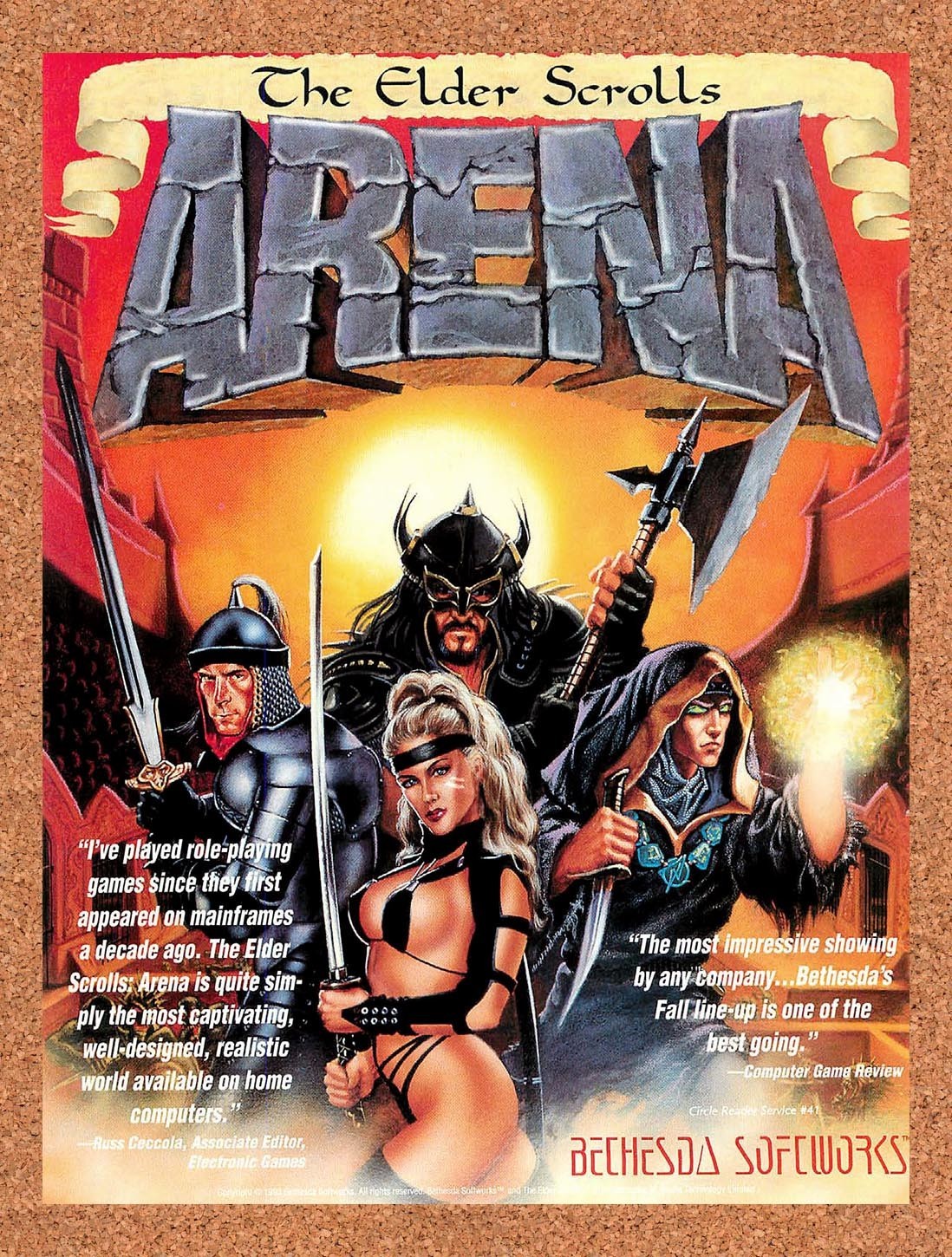 1994 Elder Scrolls Arena MS-DOS Original Advertisement / Retro Promo v2