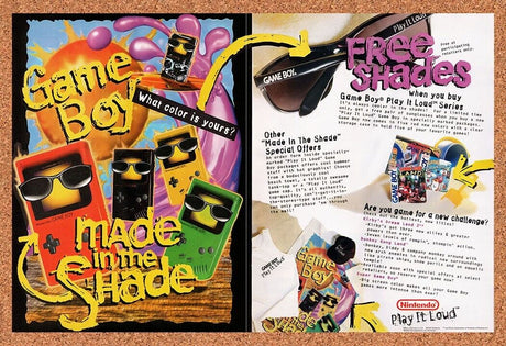 1995 Game Boy Color Free Shades With Purchase Original Ad / Retro Wall Art v2