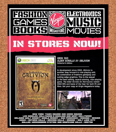 2006 Elder Scrolls IV Oblivion Virgin Megastore Original Advert / Retro Promo v4