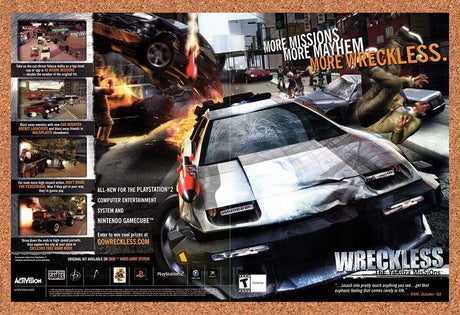 Wreckless The Yakuza Missions PS2 Original 2003 Vintage Ad - Video Game Promo