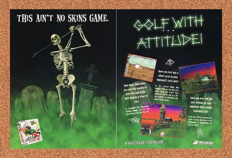 Links Extreme Golf PC Halloween Original 2000 Ad Funny Skeleton Video Game Promo