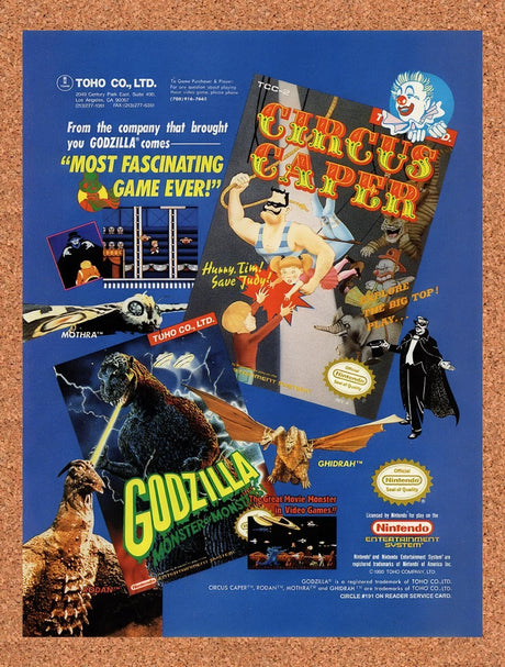 1990 Toho NES Godzilla Monster Of Monsters Original Advertisement / Promo v1