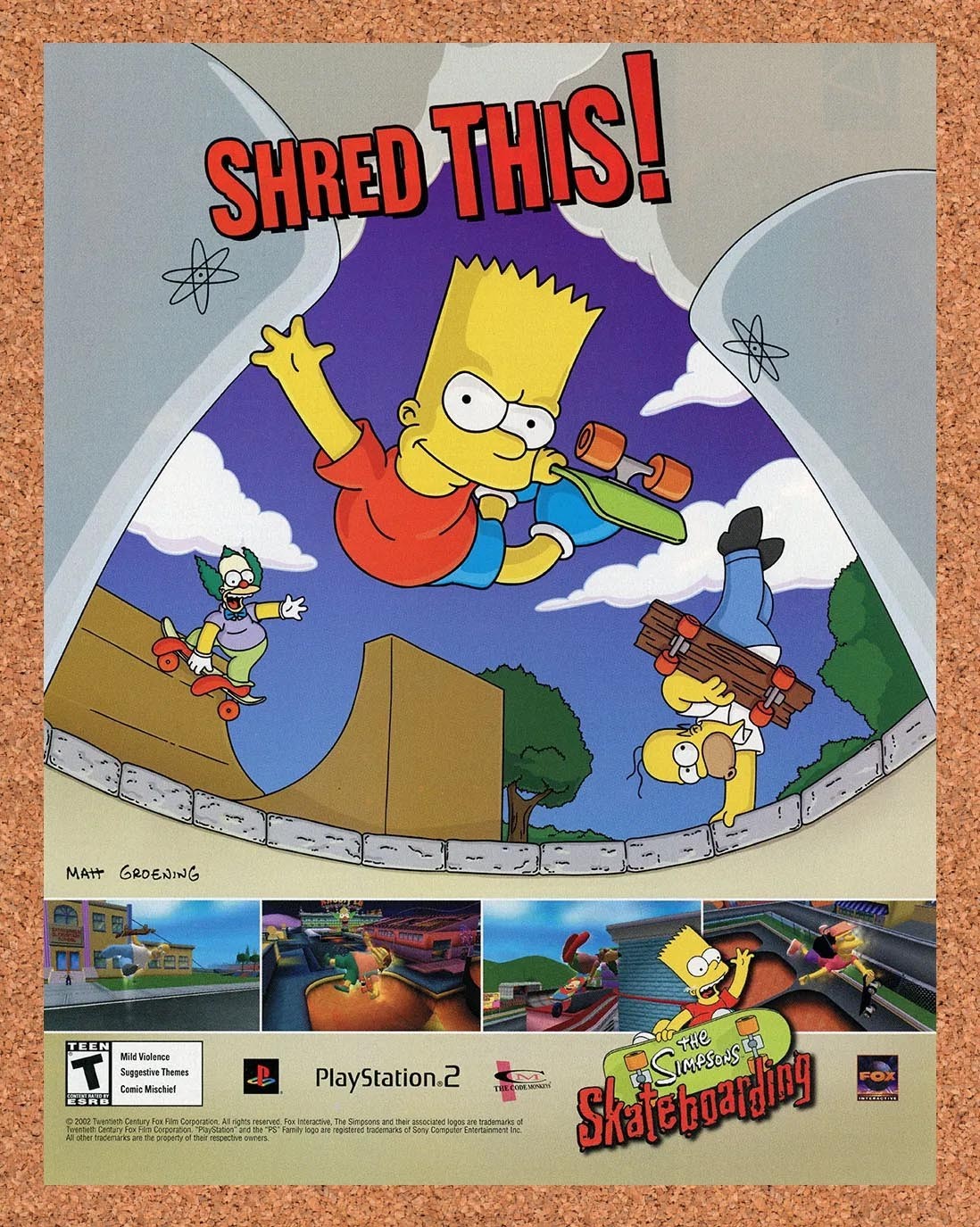 2002 Simpson's Skateboarding PS2 Original Advertisement / Retro Promo v1