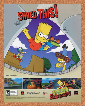 2002 Simpson's Skateboarding PS2 Original Advertisement / Retro Promo v1