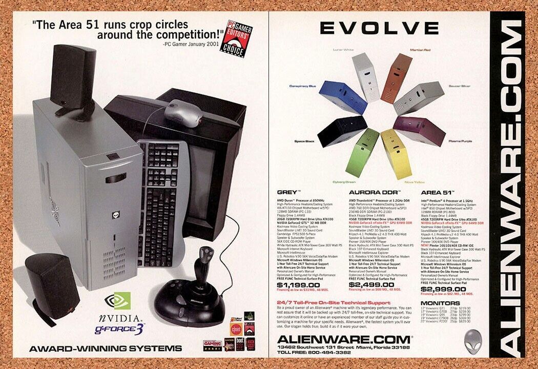 Alienware Gaming PC Original 2003 Ad Authentic nVidia GeForce 3Retro Tech Promo