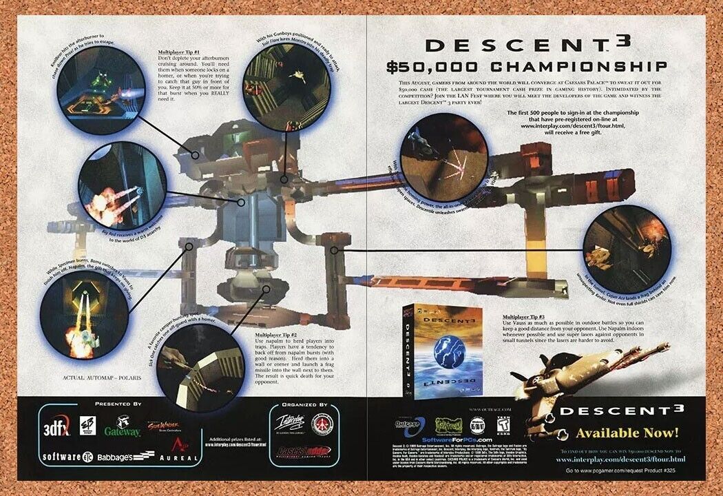 Descent 3 PC Original 2001 Ad Authentic Rare $50000 Sweepstakes Video Game Promo