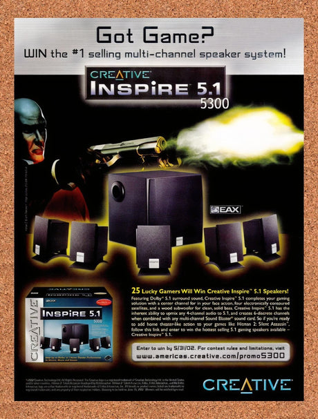 2002 Hitman Creative Inspire 5.1 5300 Original Advertisement / Retro Promo v1