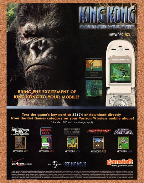 Original 2006 King Kong Mobile Game Vintage Ad - Video Game Promo Wall Art 1