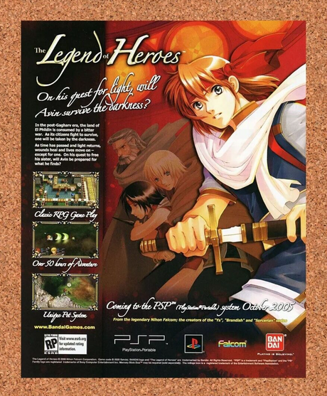 Legend of Heroes PSP Original 2006 Ad Authentic Bandai Video Game Promo