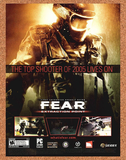 Original 2005 FEAR Extraction Point PC Vintage Ad - Video Game Promo Wall Art 2