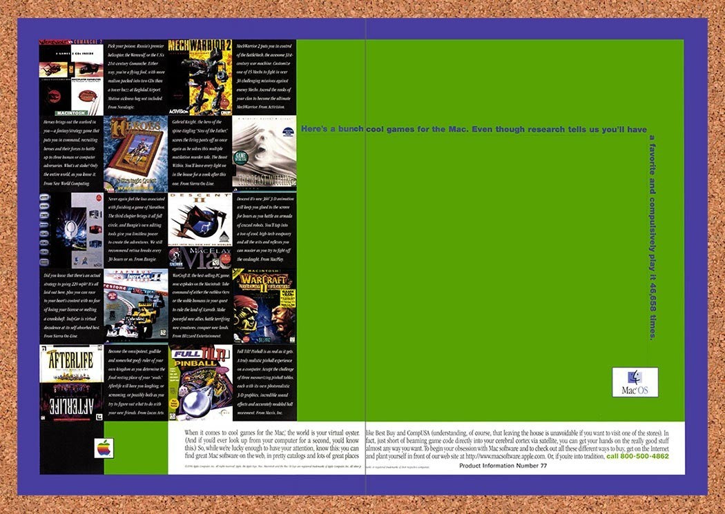 1996 Apple MacOS Games Original Advertisement / Retro Promo v4