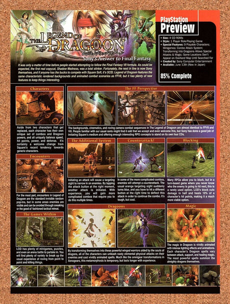 Legend Of Dragoon PS1 Original 2000 Vintage Ad - Video Game Preview Promo