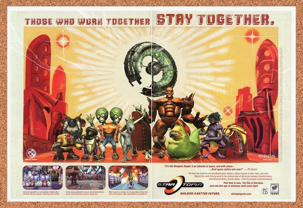 Startopia PC Original 2003 Ad Authentic Funny Business SIM Video Game Promo