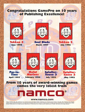 1999 Namco GamePro 10th Anniversary Original Advertisement / Retro Promo v5