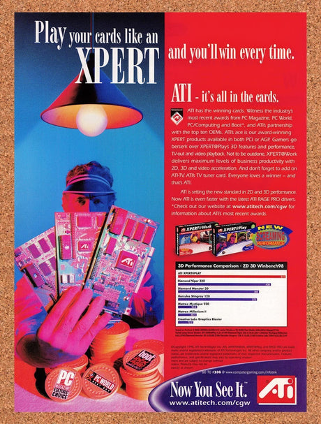 1998 ATI Xpert 3D Play Cards Original Advertisement / Retro Promo v4