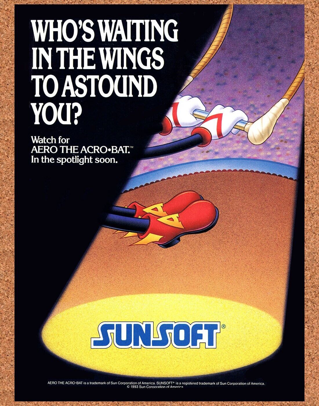 Aero the Acrobat Genesis Original 1992 Vintage Ad - Video Game Promo