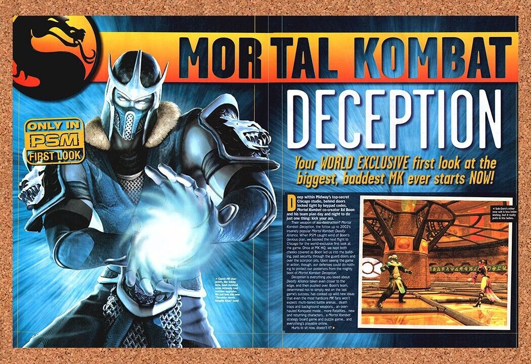 Original 2003 Mortal Kombat Deception PS2 Vintage Ad - Video Game Promo