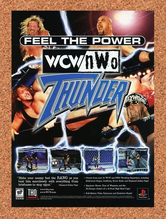 WCW NWO Thunder PS1 Original 1998 Ad Authentic Wrestling Video Game Promo