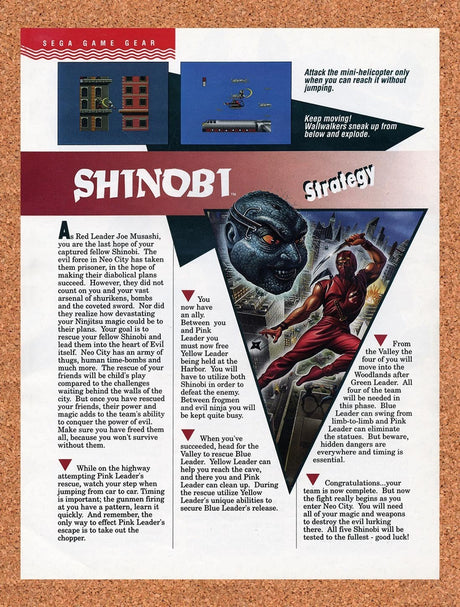 1991 Shinobi Game Gear Original Advertisement / Retro Promo vr1