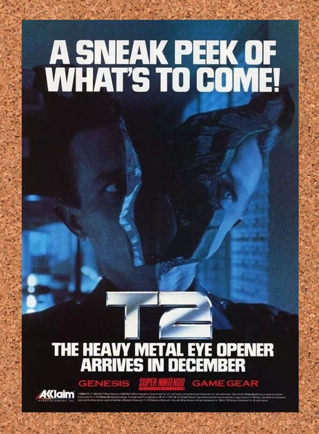 T2 Terminator SNES Original 1992 Ad Authentic Nintendo Video Game Promo v1