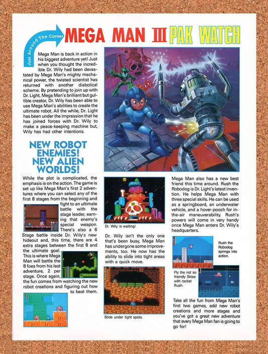 1989 Mega Man III NES Original Advertisement / Retro Wall Art v1