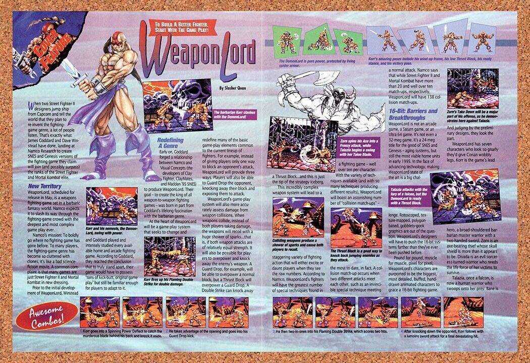 1995 WeaponLord SNES Original Advertisement / Retro Wall Art v2