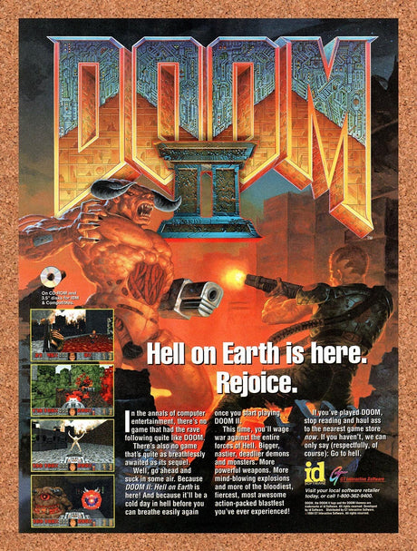1994 Doom II IBM Original Advertisement / Retro Promo v1