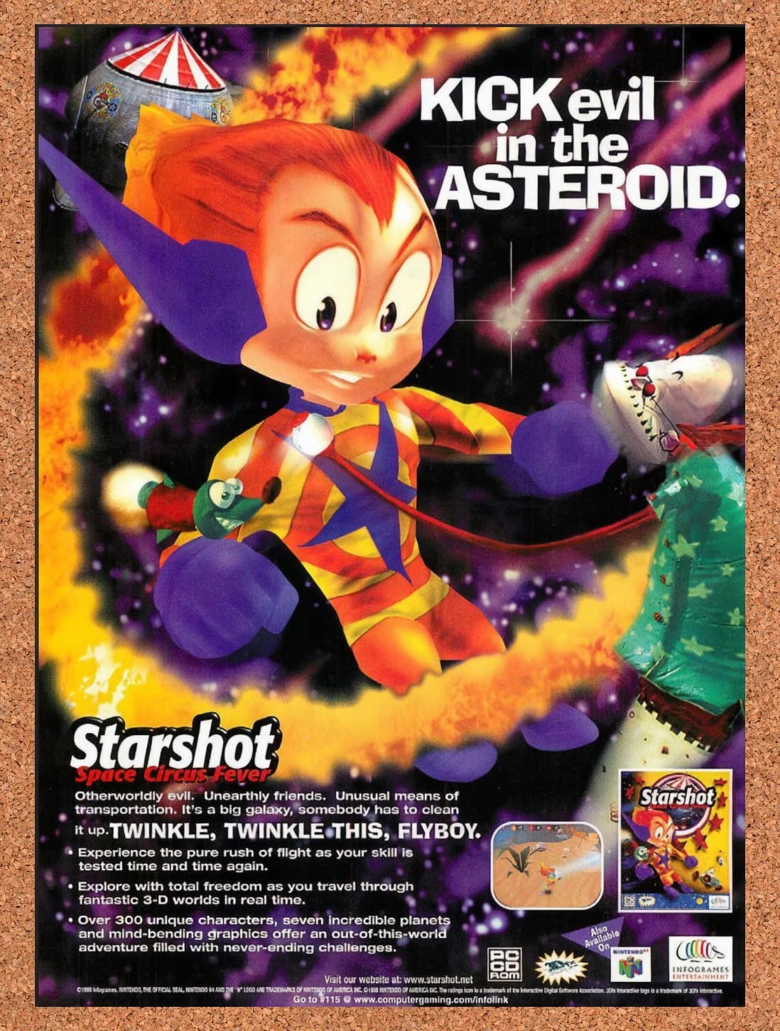 1999 Starshot Space Circus Fever PC Original Advertisement / Retro Promo v2