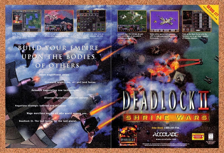 1998 Deadlock II Shrine Wars PC Original Advertisement / Retro Promo v1