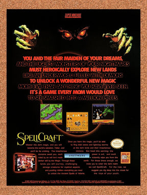 1993 SpellCraft SNES Original Advertisement / Retro Wall Art v1